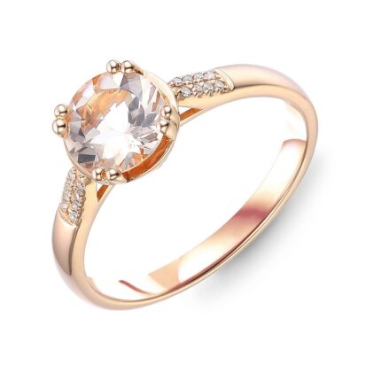 Pierścionek zaręczynowy z morganitem i diamentami naturalnymi - różowe złoto pr. 585, 1,14 ct