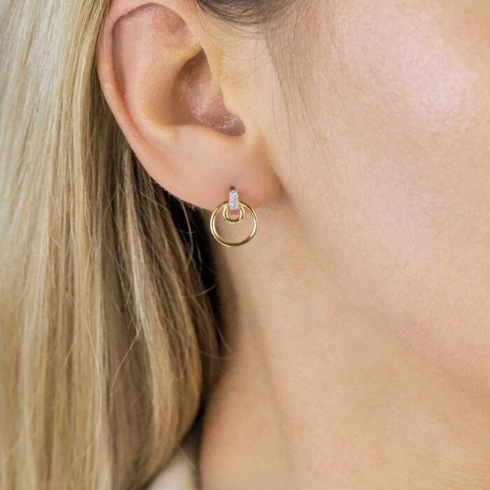 Kolczyki złote z diamentami - obrazek 2