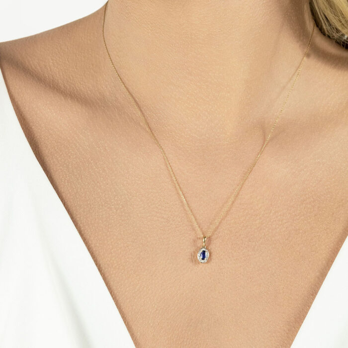 Zawieszka złota z szafirem i diamentami - obrazek 2