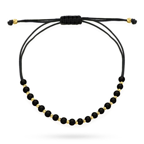 Bransoletka-przeplatane-diamentowane-i-czarne-kuleczki-na-czarnym-sznurku Bransoletka złote i czarne kuleczki na czarnym sznurku - obrazek 1