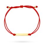 Bransoletka złota blaszka pod grawer na czerwonym sznurku