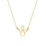 Naszyjnik złoty aniołek z diamentem