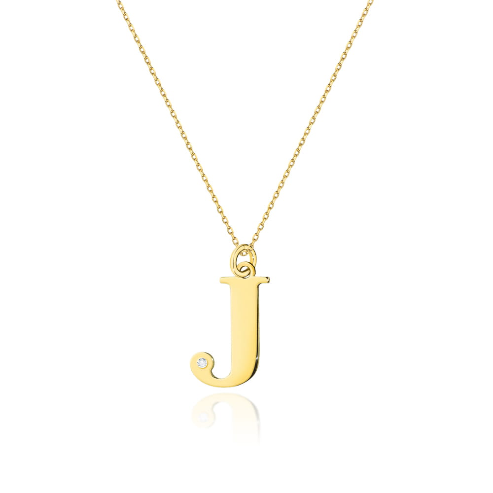 C069-Z-585-B0.005-J_1 Naszyjnik złoty z diamentem - J - obrazek 1