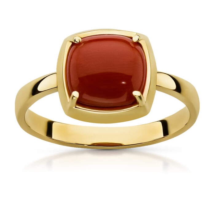 Pierścionek złoty z koralem - obrazek 3