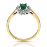 Pierścionek złoty ze szmaragdem i diamentami - obrazek 2