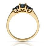 Pierścionek złoty z topazem i czarnymi diamentami - obrazek 2