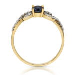 Pierścionek złoty z szafirem i diamentami - obrazek 2