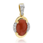 Zawieszka złota z koralem i cyrkoniami