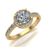 Pierścionek złoty z diamentami laboratoryjnymi