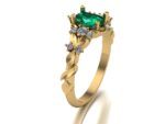 Pierścionek złoty szmaragd laboratoryjny - obrazek 3
