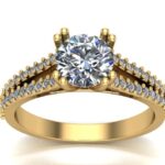 Pierścionek złoty z diamentami laboratoryjnymi