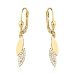 Kolczyki złote wiszące łezki z cyrkoniami