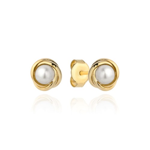 Kolczyki-perla-w-zlotej-oprawie Kolczyki złote z perłą - obrazek 1