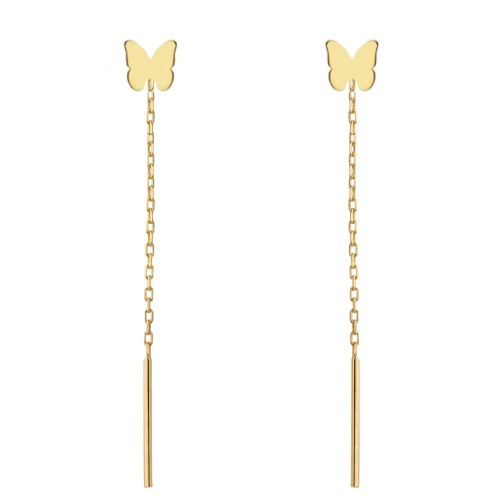 Kolczyki-przewlekane-zlote-pelny-motylek Kolczyki złote przewlekane motylki komunia święta - obrazek 1