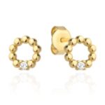 Kolczyki złote kółeczka z kuleczek z cyrkonią