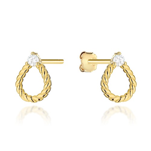 Kolczyki-zlote-lezki-z-cyrkonia-na-sztyfcie Kolczyki złote łezki z cyrkonią - obrazek 1