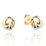 Kolczyki złote plecione dwukolorowe