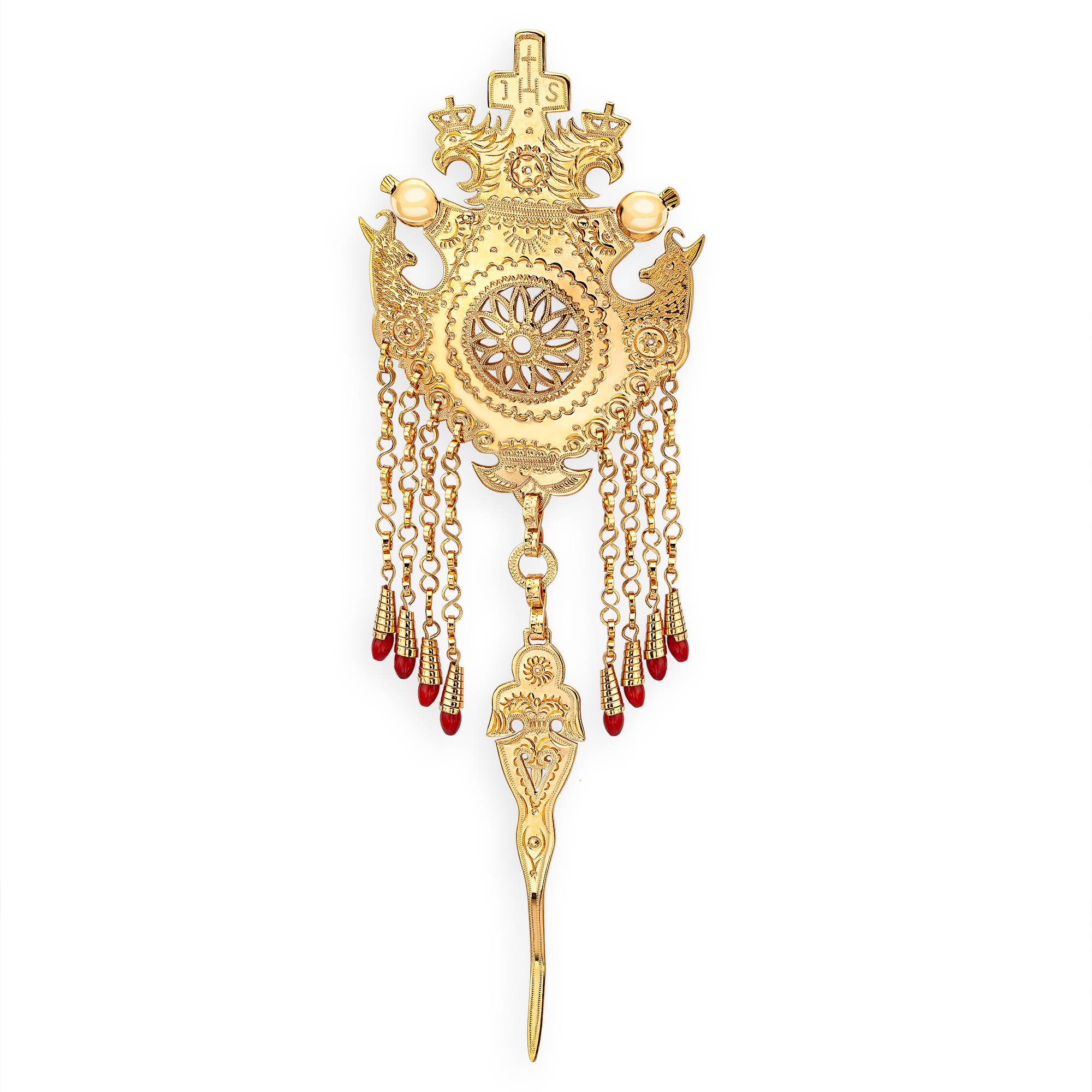 MMFC0958 Srebrna spinka góralska parzenica - pozłacana - obrazek 1