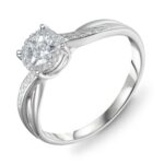 Pierścionek białe złoto z diamentami