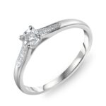 Pierścionek białe złoto z diamentami