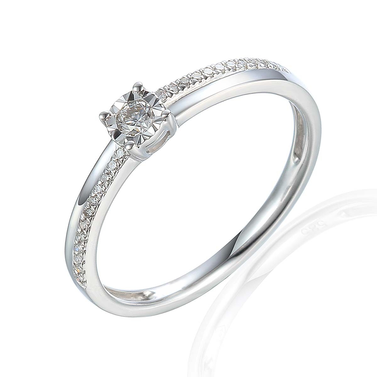 Main_ADIAMO-45539RW Pierścionek białe złoto z diamentami - obrazek 1