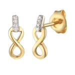 Kolczyki złote z diamentami znak nieskończoności