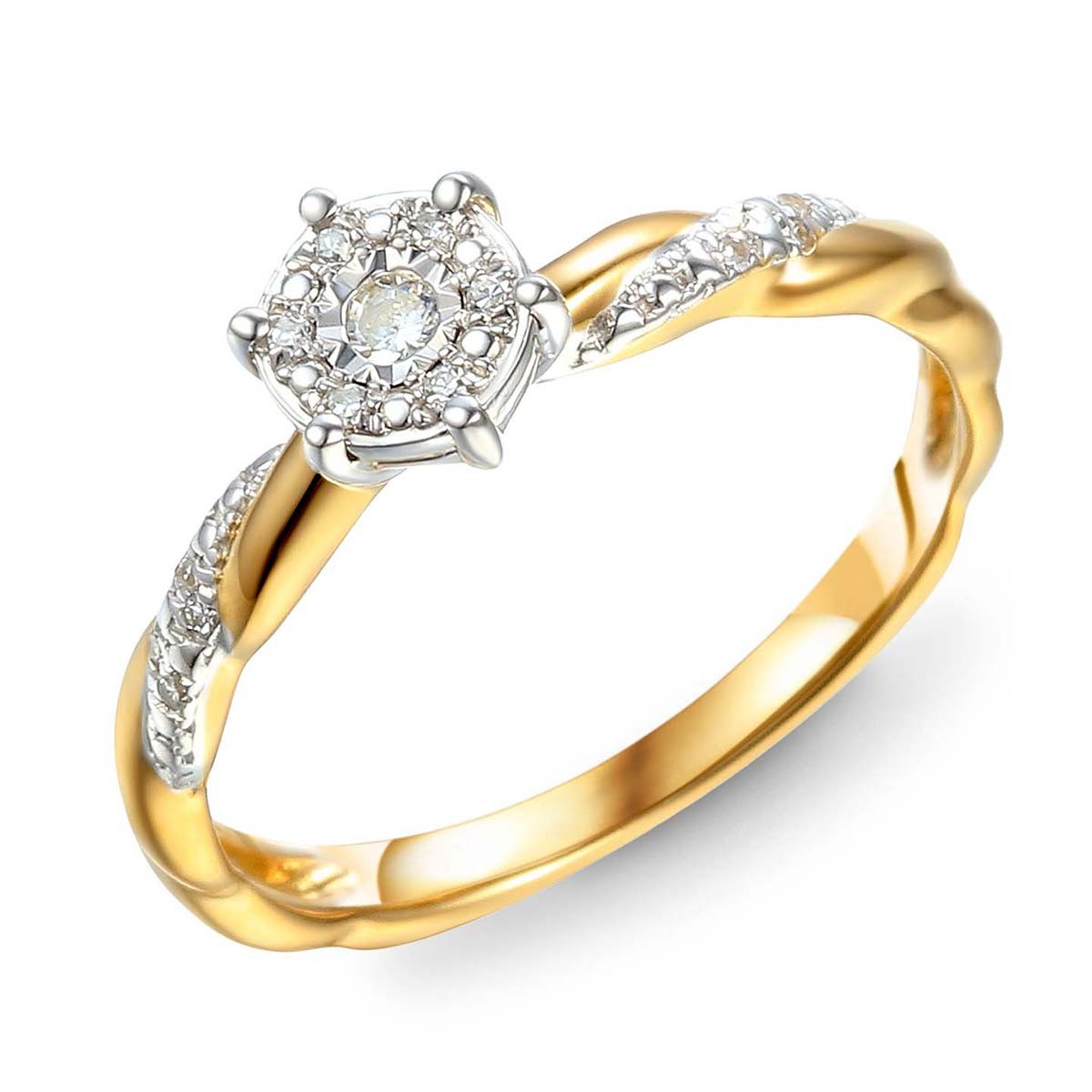 Main_ADIAMO-71617RYW Pierścionek złoty z diamentami - obrazek 1