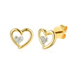 Kolczyki złote serduszka z diamentami