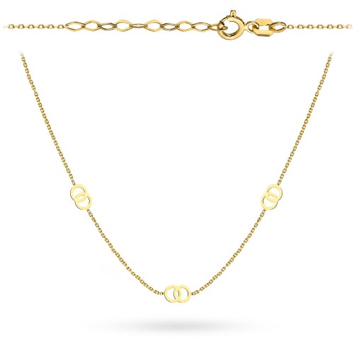 Naszyjnik-zloty-z-trzema-splecionymi-ringami-super-lekki Naszyjnik złoty z ringami - obrazek 1