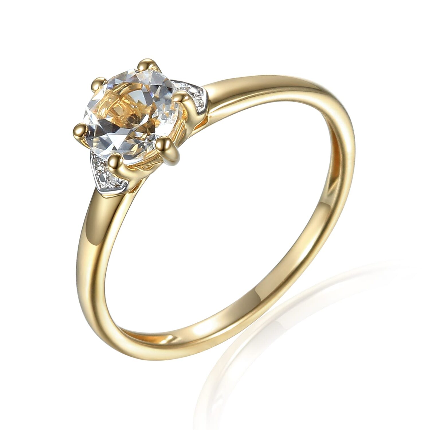 PHOTO-2025-07-15-13-35-22 Pierścionek złoty z białym topazem i diamentami - obrazek 1