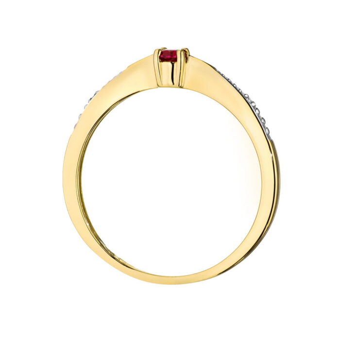 Pierścionek złoty z rubinem i diamentami BD-W0465 - obrazek 2