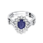 Pierścionek złoty z szafirem i diamentami BD-W182B - obrazek 2