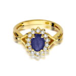 Pierścionek złoty z szafirem i diamentami BD-W182 - obrazek 2