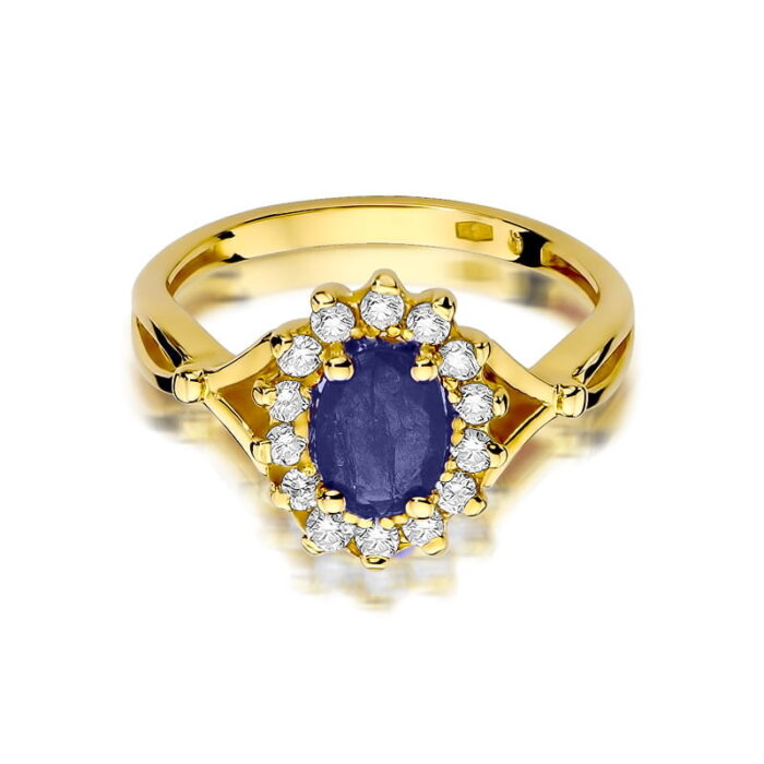 Pierścionek złoty z szafirem i diamentami BD-W182 - obrazek 2