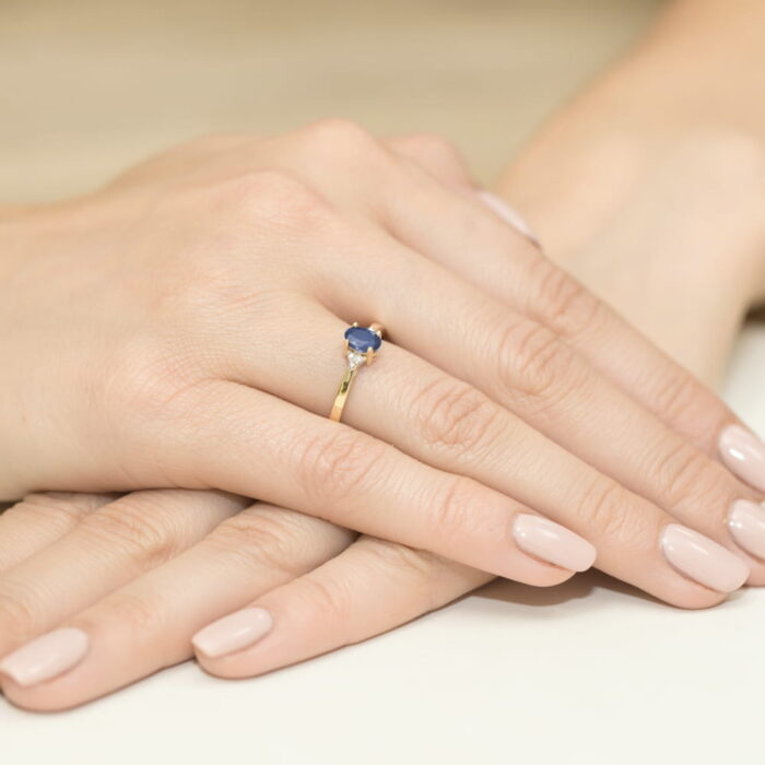 Pierścionek złoty z tanzanitem i diamentami  BD-W301 - obrazek 4