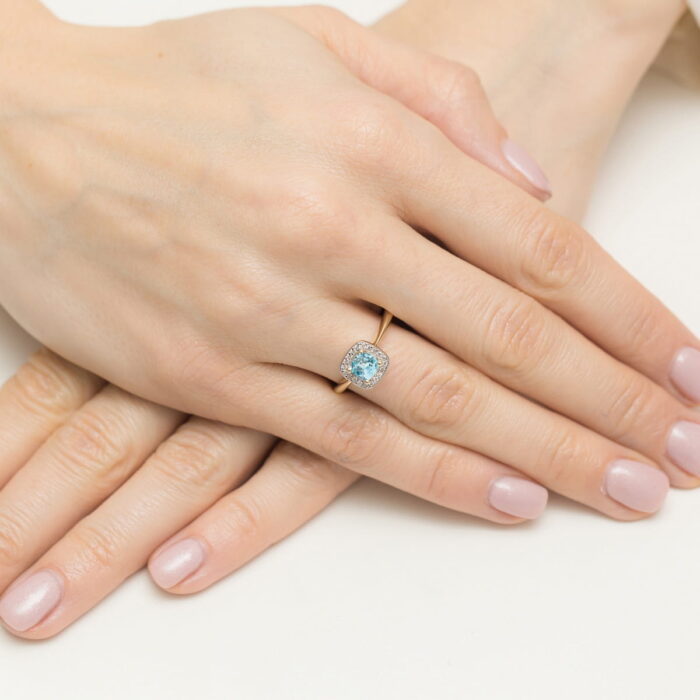 Pierścionek złoty z topazem i diamentami BD-W514 - obrazek 4