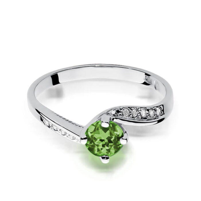 Pierścionek złoty z oliwinem i diamentami BD-W84B - obrazek 2