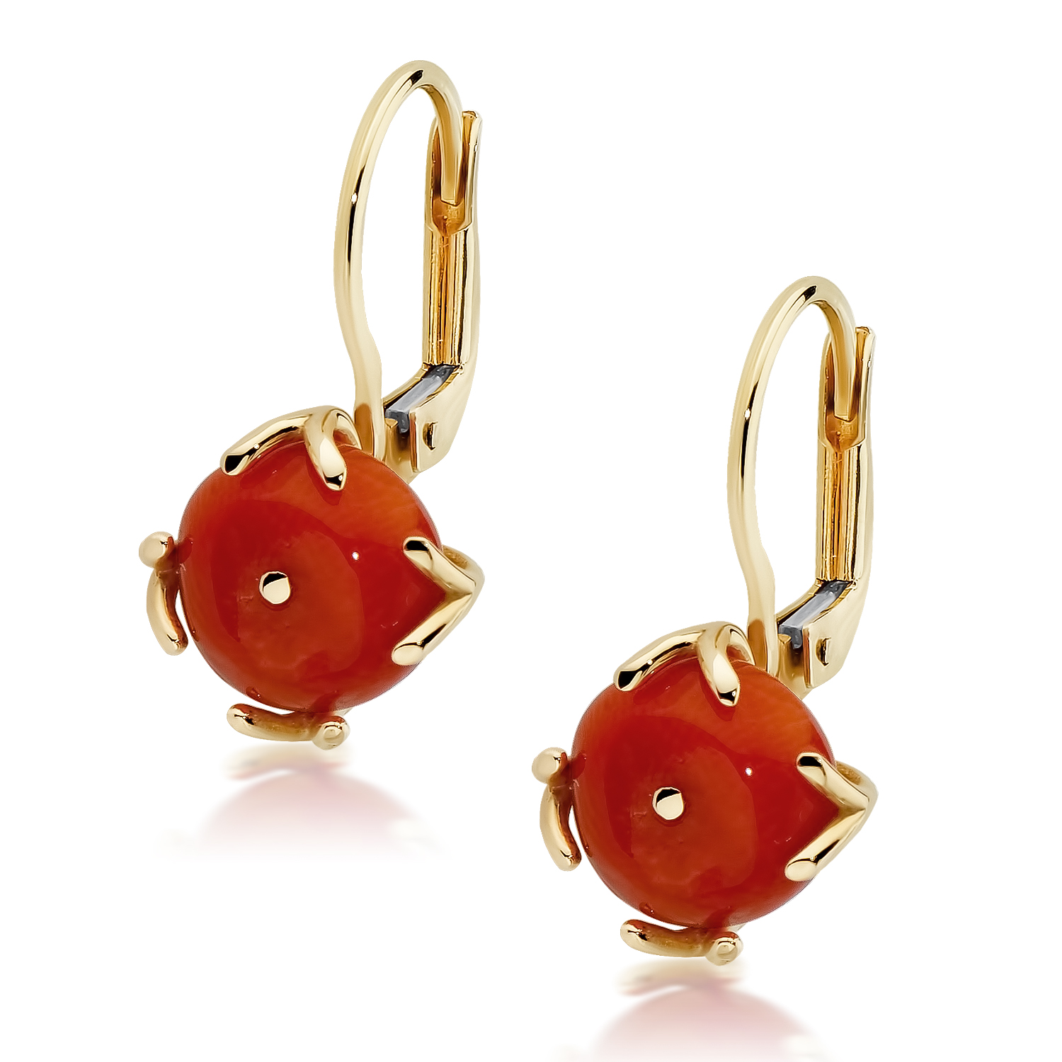 _SDI2214 Kolczyki złote z koralem - obrazek 1