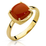 Pierścionek złoty z koralem