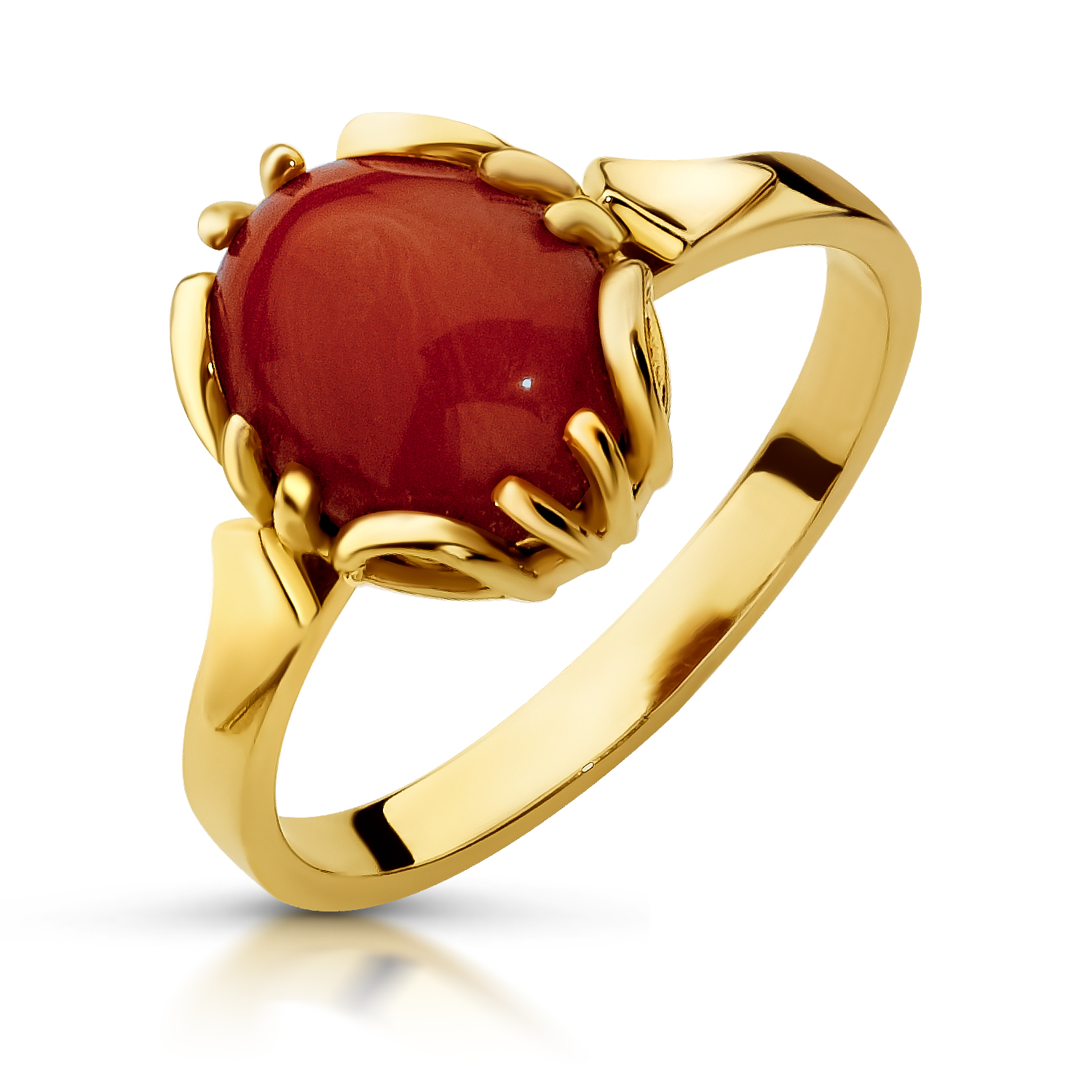 _SDI2408 Pierścionek złoty z koralem - obrazek 1