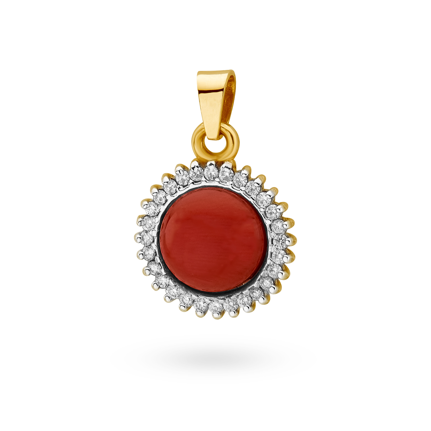 _SDI2419 Zawieszka złota z koralem i diamentami - obrazek 1