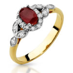 Pierścionek złoty z rubinem i diamentami J-PD191