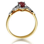 Pierścionek złoty z rubinem i diamentami J-PD191 - obrazek 2