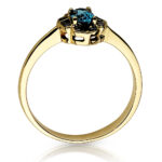 Pierścionek złoty z topazem i czarnymi diamentami - obrazek 2