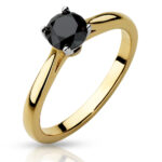 Pierścionek złoty z czarnym diamentem