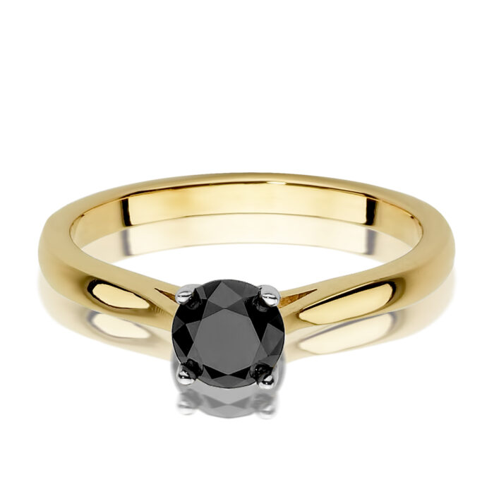 Pierścionek złoty z czarnym diamentem - obrazek 3