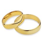 Obrączki żółte złoto SL14 półokrągłe fazowane z soczewką - obrazek 2