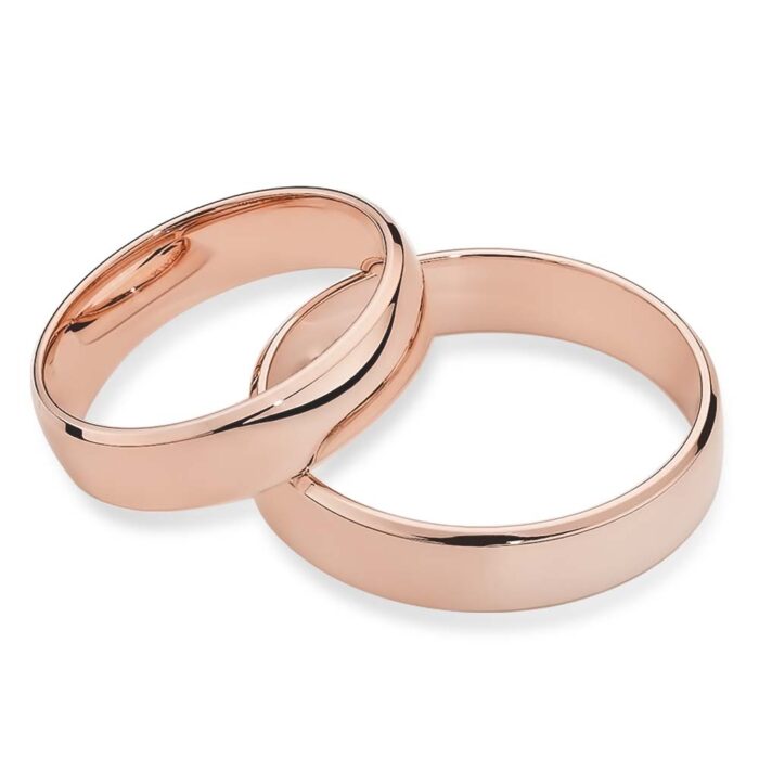 Obrączki różowe złoto SL14 półokrągłe fazowane z soczewką - obrazek 2