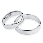 Obrączki białe złoto SL14 półokrągłe fazowane z soczewką - obrazek 2