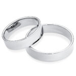Obrączki białe złoto J002 płaskie z soczewką - obrazek 2